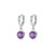 Contemporary Amethyst Hoop Huggies Earrings, February Birthstone Drop Earrings, A Pair For Sale - Image 3 of 5