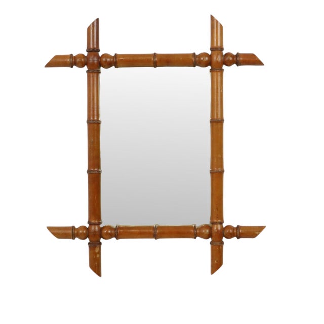Chinoiserie Faux Bamboo Mirror in Wood For Sale - Image 17 of 17