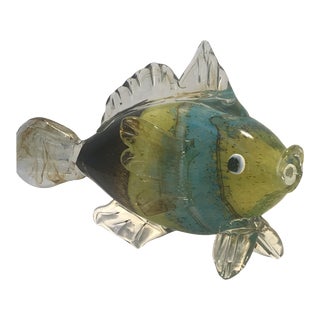 1970s Venetian Murano Hand Blown Glass Fish Sculpture For Sale