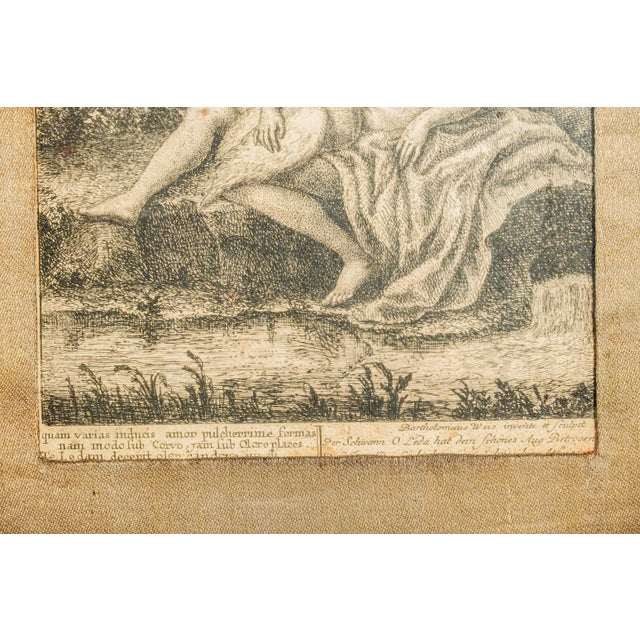 Neoclassical Antique 18th-Century Engraving Print Nude Woman Swan Gilt Frame For Sale In New York - Image 6 of 9