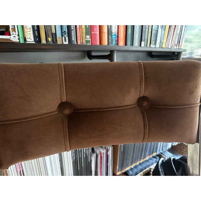 Metal Four 1970s Brown Velvet Barstools For Sale - Image 7 of 9