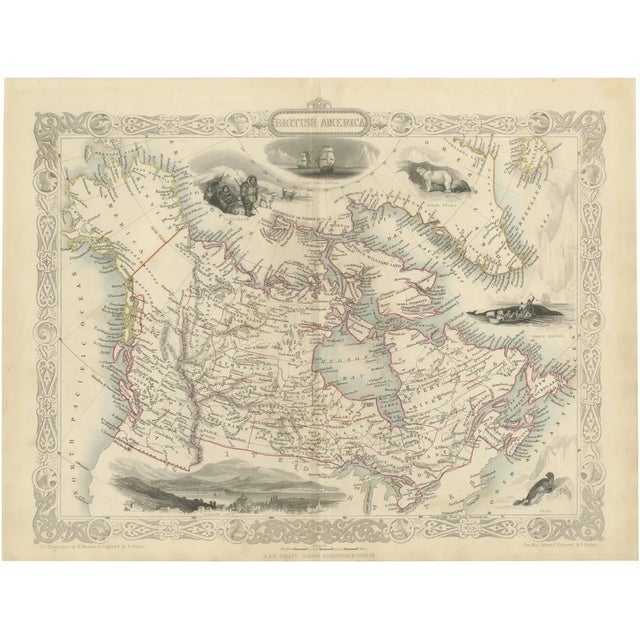 Map of British America with Arctic and Pacific Vignettes, 1800s For Sale