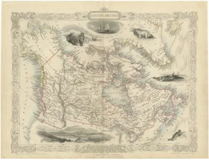 Map of British America with Arctic and Pacific Vignettes, 1800s