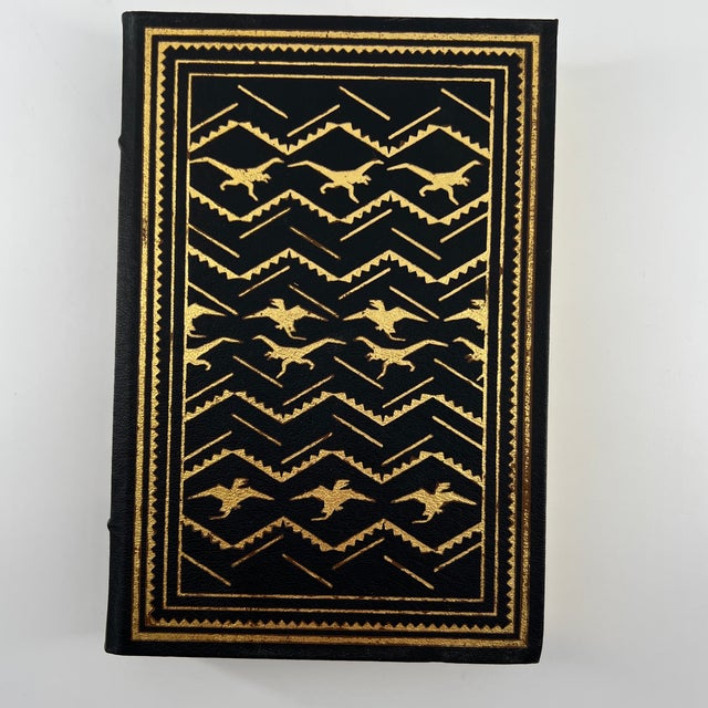 Black 1990s Leather-Bound Signed First Edition - Jurassic Park by Michael Crichton For Sale - Image 8 of 11