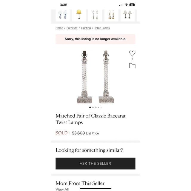 1920's Tall French Classic Crystal Columnar Swirl Pattern Table Lamps by Baccarat a - Pair For Sale - Image 12 of 17