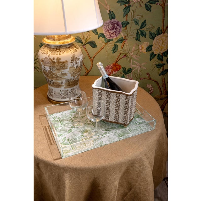 Port 68 Winterthur for Port 68 Acanthus Stripe Mocha Planter For Sale - Image 4 of 9