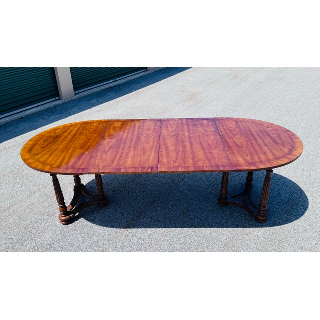 Vintage 1960s Drexel Heritage Mahogany Oval Dining Table & 4 Cane Back Chairs For Sale In Boston - Image 6 of 13