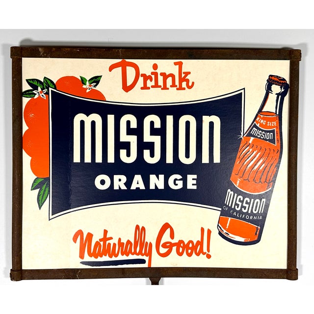 1950s MCM Mission Orange Soda Advertising Sign For Sale - Image 10 of 14