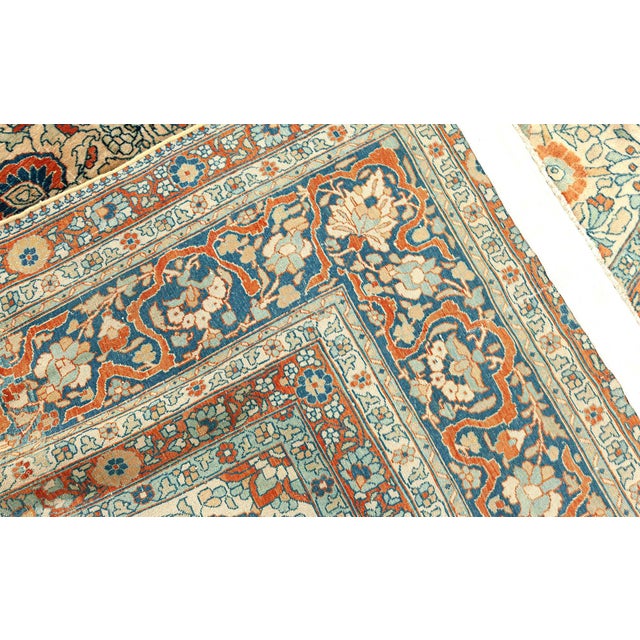 Authentic 19th Century Persian Tabriz Handmade Wool Rug For Sale - Image 4 of 7