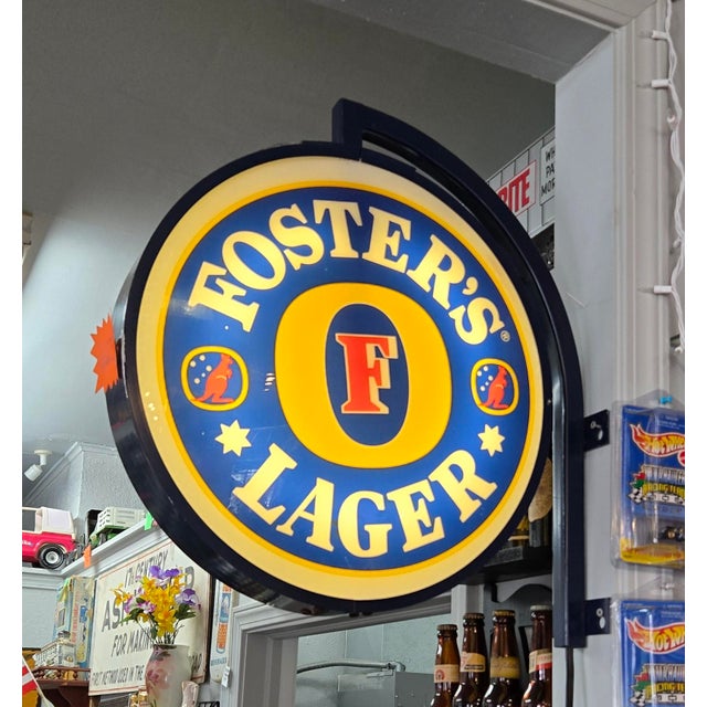 MINT Vintage 1986 Fosters Lager Beer Light Up Sign, Double Sided Bar/Pub Light. The entire face front and rear with no...