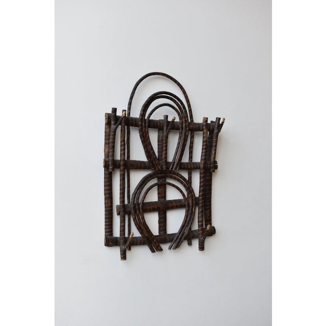 Antique Adirondack Twig Wall Rack With Carved Stripe Detailing, Circa 1940s-50s For Sale - Image 16 of 16