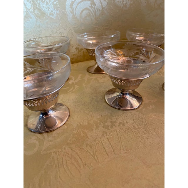 Art Nouveau Vintage Sterling Silver Footed Desert Cups- Set of 6 For Sale - Image 3 of 7