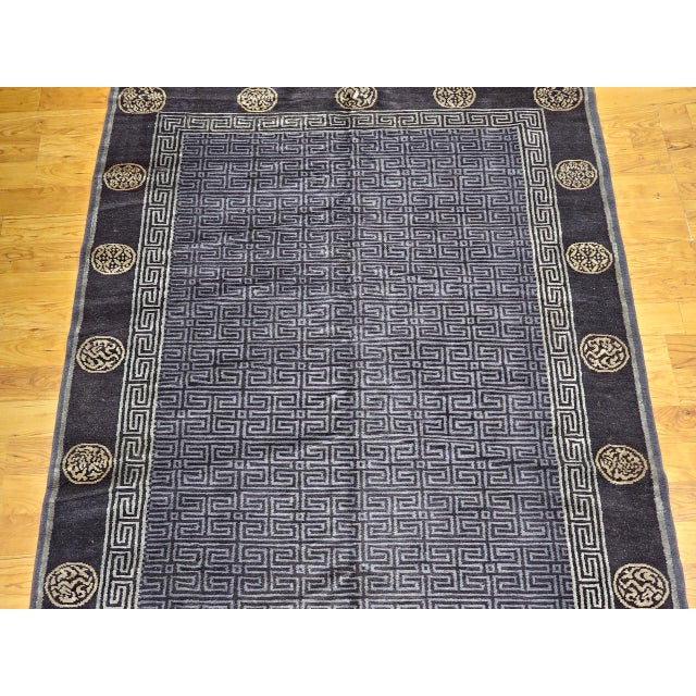 Vintage Tibetan Area Rug with Gold Medallions and Deity Symbols, 1920s, 5' x 9' For Sale - Image 10 of 16