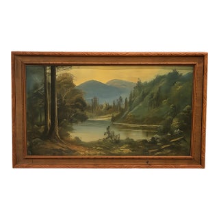 Antique 19th-Century Tonalist Landscape Painting in Original Frame, Circa 1880s For Sale