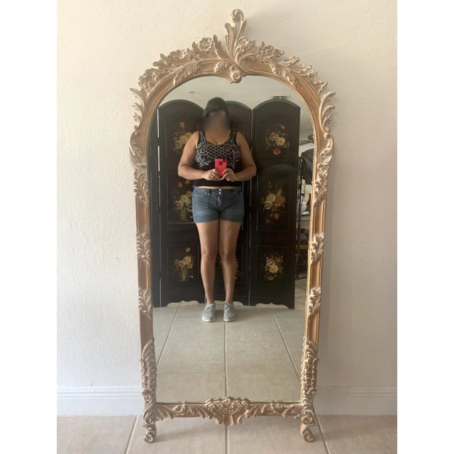 Large Decorative Crafts French Louis XV Style Carved Wall Mirror For Sale - Image 9 of 9