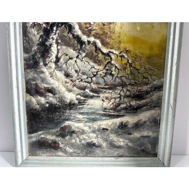 Vintage Impressionist Oil Painting: Winter Sunset, Mr. Shade, c. 1935 For Sale - Image 4 of 10