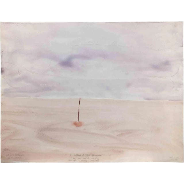 Modern Xavier Tricot, Pole in a Landscape, Mixed Media on Paper, 1991 For Sale - Image 3 of 3
