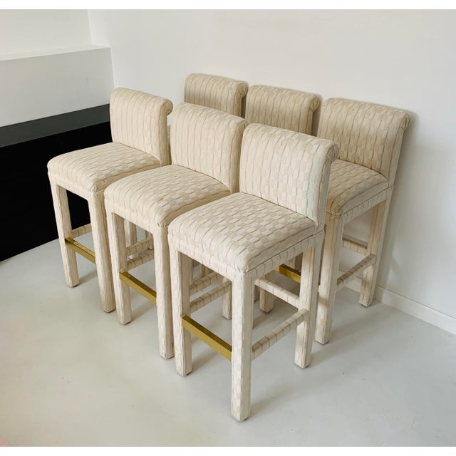 Set of 6 Vintage Parsons Bar Stools, circa 1980's in excellent condition. Reasonable offer will be considered. Local...