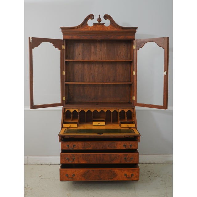 English Vintage George I Inlaid Walnut Secretary Desk Bookcase For Sale - Image 3 of 18