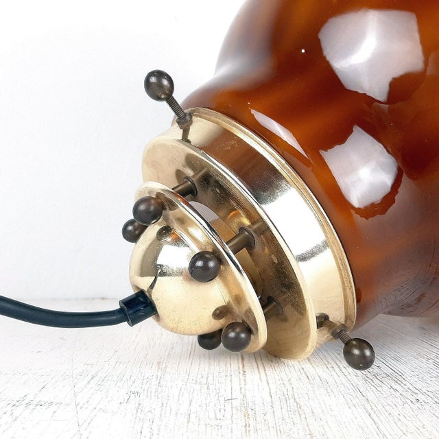 Glass Brown Glass Pendant Lamp, 1970s For Sale - Image 7 of 11