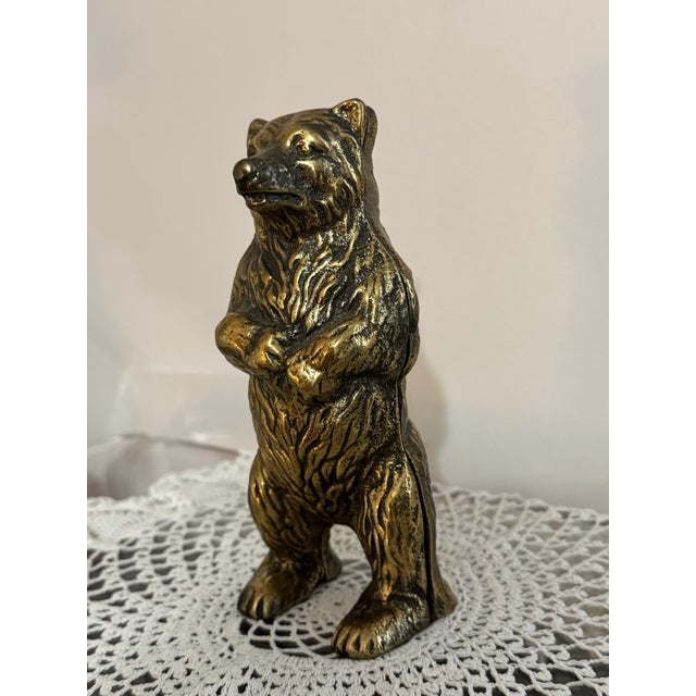Vintage Solid Brass Bear Coin Bank For Sale - Image 4 of 14