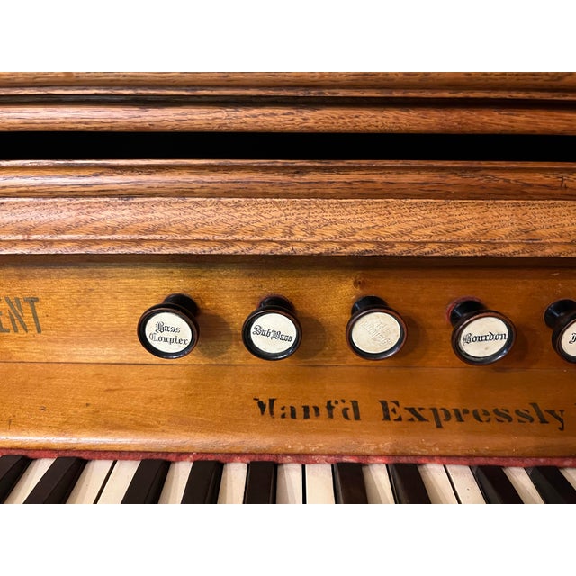 1890s Crescent Oak Pump Organ Made for Harding & Miller For Sale - Image 9 of 12