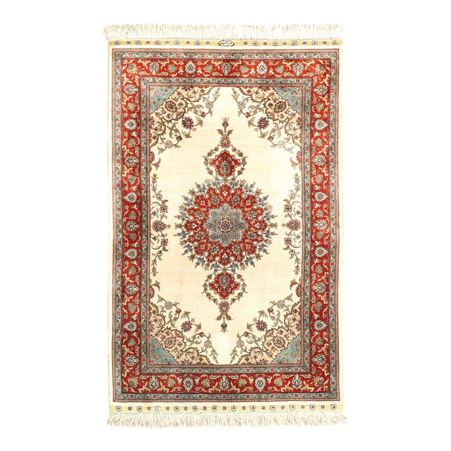 Pasargad DC Ivory Sino Pure Silk Rug For Sale
