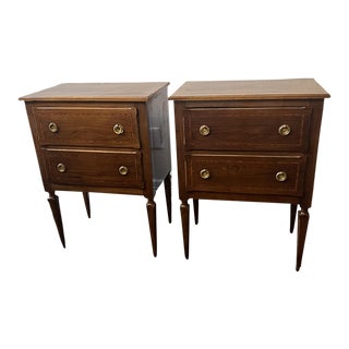Pair of French Louis XVI Style Two Drawer Nightstands - Early 20th C For Sale