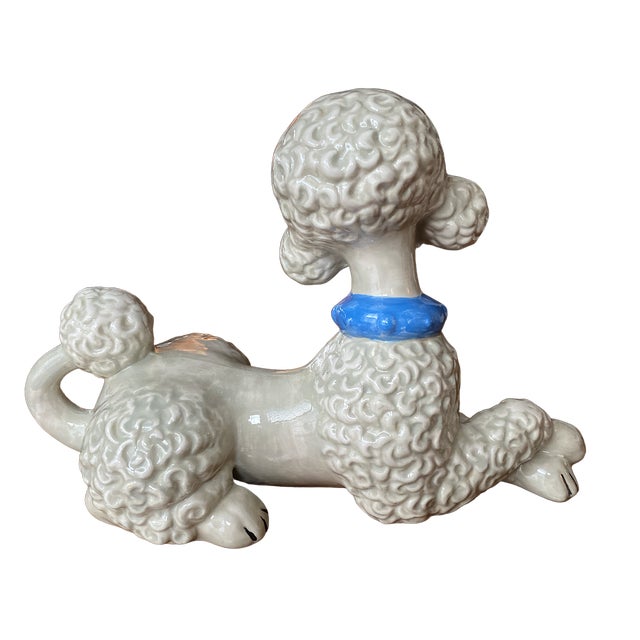 Staffordshire 1950s Staffordshire Style Hand Painted Ceramic French Poodle Statue For Sale - Image 4 of 11