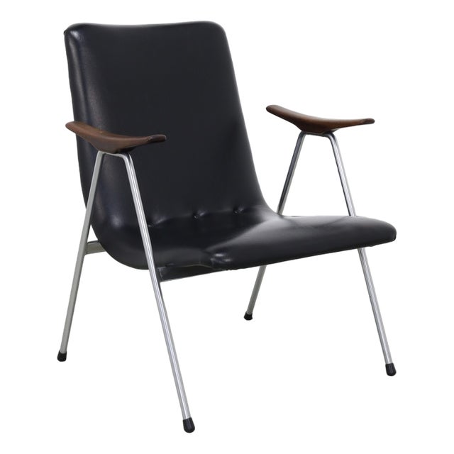 Vintage Lounge Chair in Leatherette and Metal, 1960s For Sale