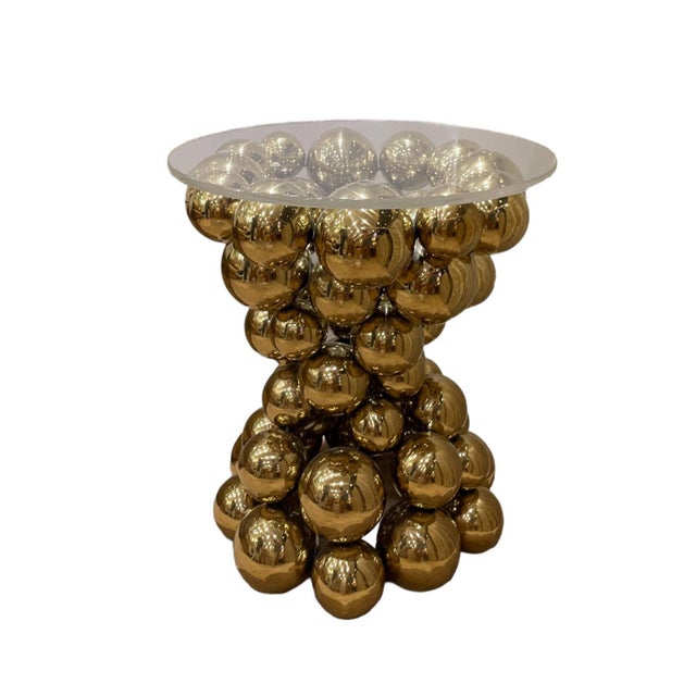 Phillips Collection Late 20th Century Attributed Phillips Collection Frizzante Sculptural Brass Side Tables, a Pair For Sale - Image 4 of 10