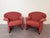 Rare pair of "Ronda" armchairs by Tobia Scarpa, circa 1970. Very comfortable, they are upholstered in their original pink...