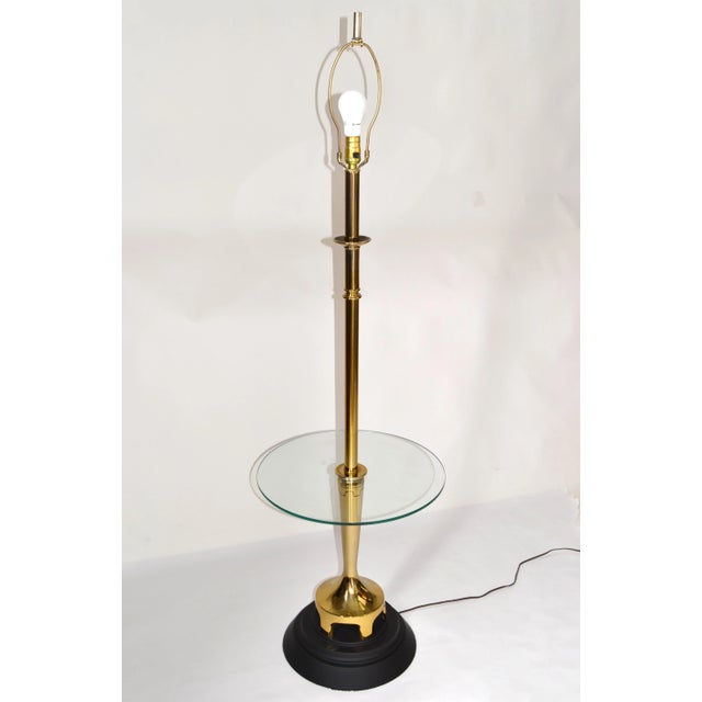 1970s 1970s Laurel Lamp Company Round Glass Side Table Floor Lamp Shade American, Unsigned For Sale - Image 5 of 12
