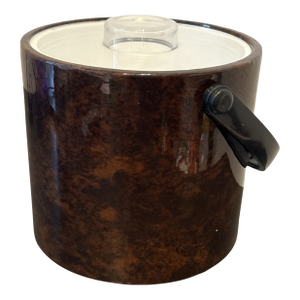 Vintage Shelton Designs Attributed Tortoise Shell Ice Bucket by Towle – Mid-Century Modern Insulated Acrylic Barware