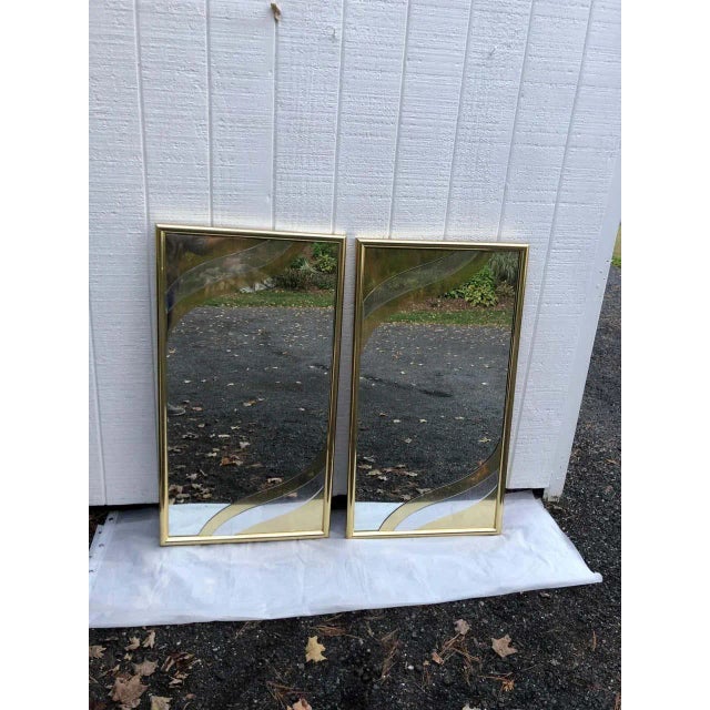 Brass 1980s Designer Brass Mirrors in the Style of Jere - a Pair For Sale - Image 8 of 11