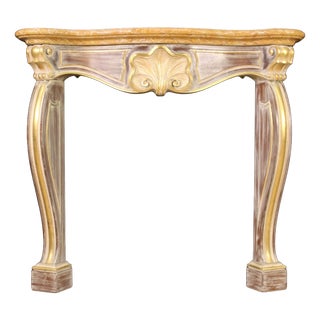 Italian Scenic Painted and Gilded Wooden Fireplace, 1980 For Sale