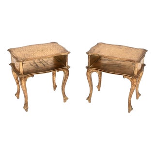 Vintage Italian Florentine Gilt Wood Side Tables, 1950, Set of 2 For Sale