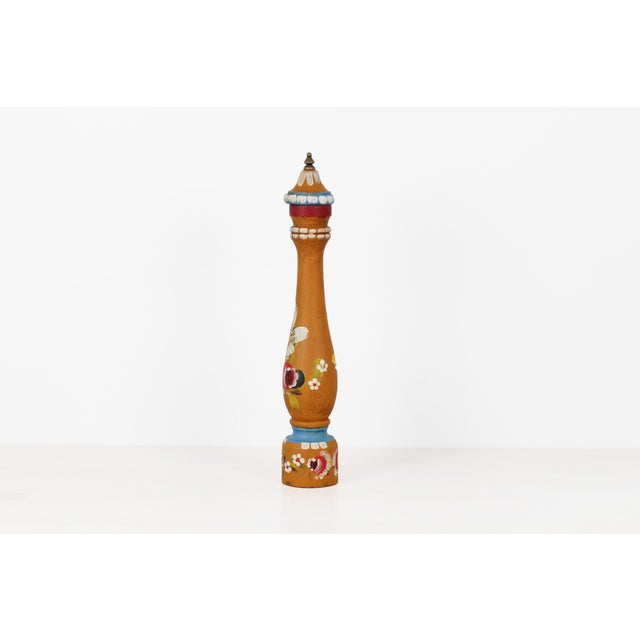 1970's Italian Folk Art Tall Hand-Painted Wooden Pepper Mill For Sale In Lexington, KY - Image 6 of 11