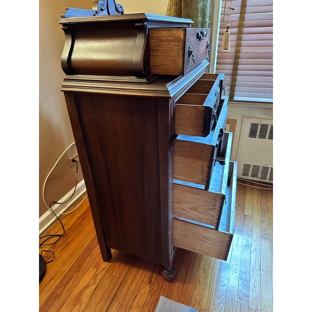 Antique Victorian 1920s Era Tall Wood Dresser | Chairish