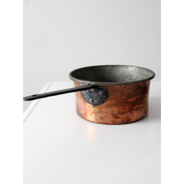 Antique Copper Saucepan With Iron Handle For Sale - Image 4 of 13