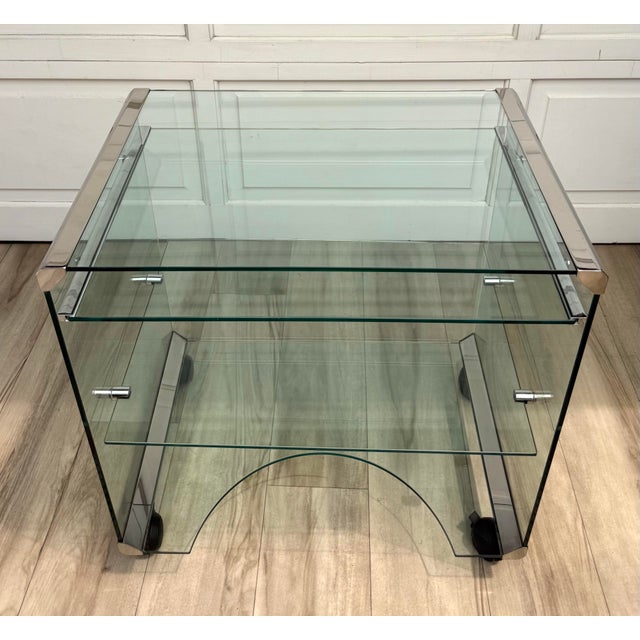1970s 1970s Gallotti & Radice "George" Glass Bar Cart by Pierangelo Gallotti For Sale - Image 5 of 13
