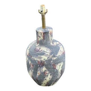 Mid 20th Century Large Italian Studio Pottery Lamp Fantoni Style House of Italy Portland For Sale