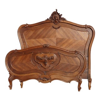 Vintage French Louis XVI Rococo Full Bed Frame Full Headboard For Sale