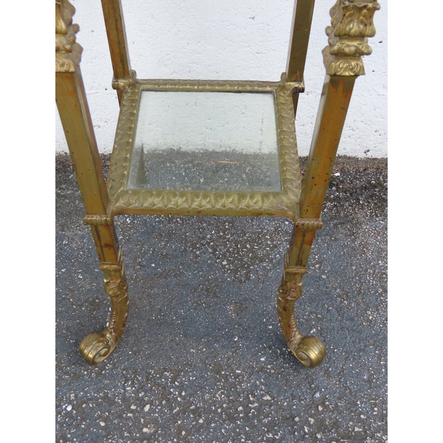 Victorian Onyx Top Two Tiers Flower Statue Stand Pedestal Table 6343 For Sale - Image 13 of 17