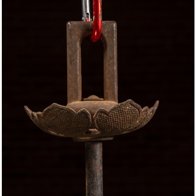 Metal Antique Cast Iron Gothic Revival Three-Light Chandelier For Sale - Image 7 of 12