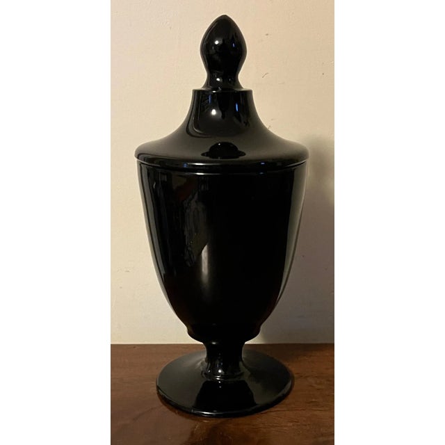 Black Amethyst Glass Urn With Cover For Sale - Image 13 of 13