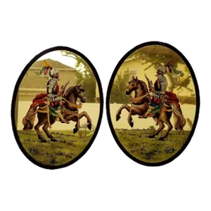 Pair of Mid 20th Century Reverse Painted Dutch Renaissance Knight Sun Catchers