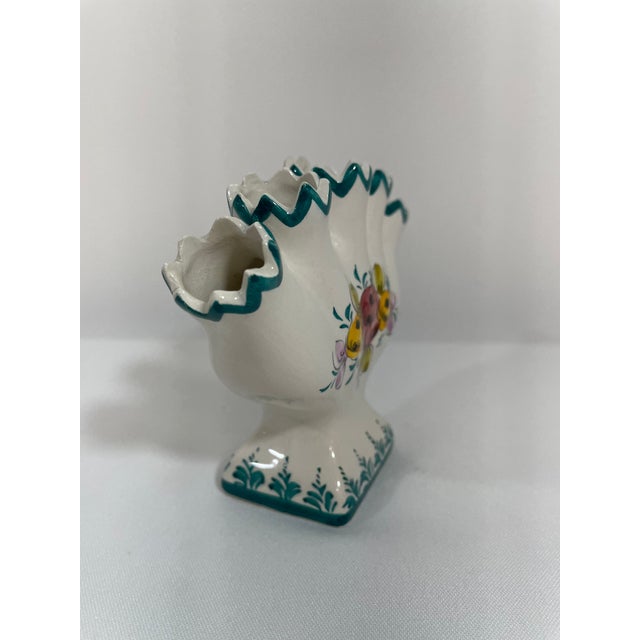 Mid 20th Century Mid 20th Century Portuguese Petite Majolica Five Finger Tulip Vase Tulipiere For Sale - Image 5 of 17