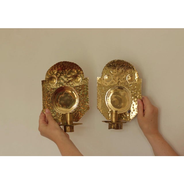 Mid-Century Swedish Brass Sconces, Set of 2 For Sale - Image 4 of 13