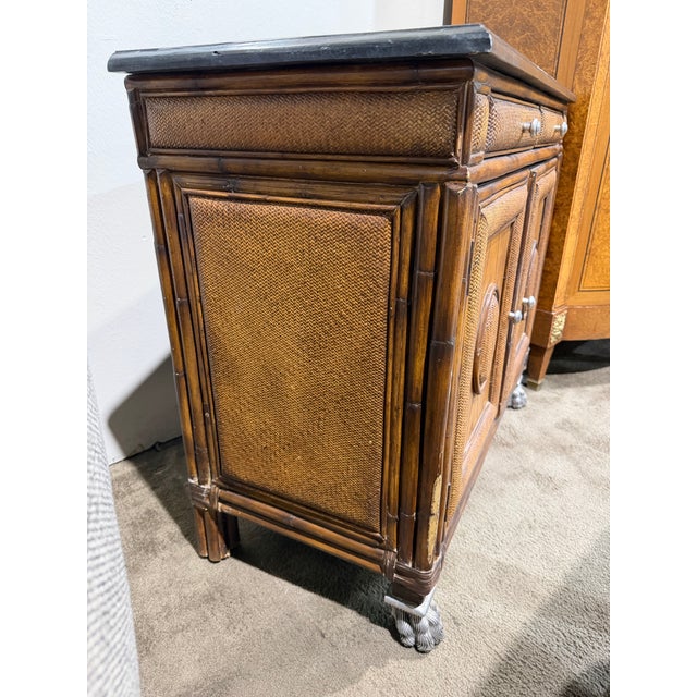Thomasville Ernest Hemingway Collection by Thomasaville Wicker Front Cabinet With Marble Top For Sale - Image 4 of 6